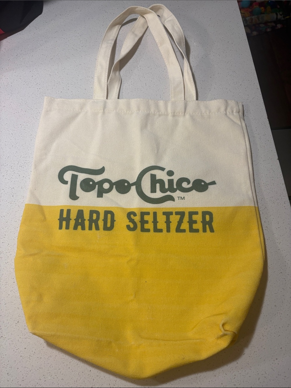 Yellow and Cream Canvas Shoulder Tote